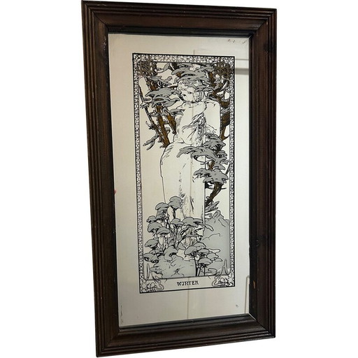Specchio vintage di Alphonse Mucha, 1970