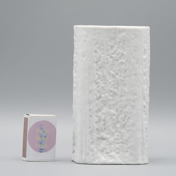 Image 1 of Brutalist Vase Martin Freyer Rosenthal Studio-Linie Bisque Porcelain Relief Duo 