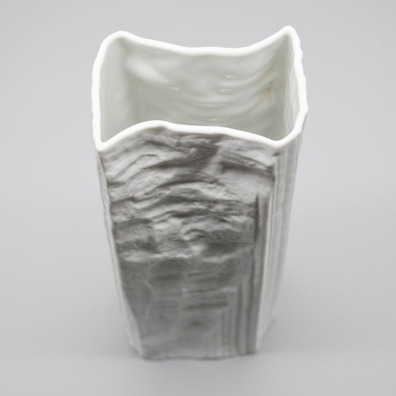 Image 1 of Brutalist Vase Martin Freyer Rosenthal Studio-Linie Bisque Porcelain Relief Duo 