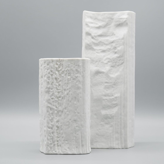 Image 1 of Brutalist Vase Martin Freyer Rosenthal Studio-Linie Bisque Porcelain Relief Duo 