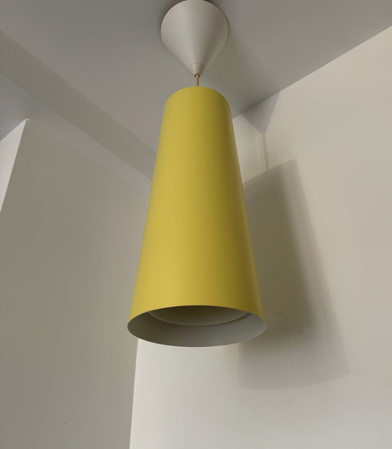 Image 1 of Yellow Metal Cylindrical Hanging Lamp Ikea 2000s