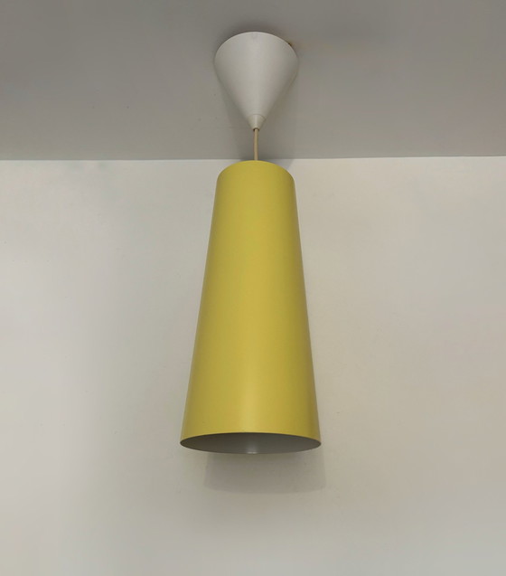 Image 1 of Yellow Metal Cylindrical Hanging Lamp Ikea 2000s