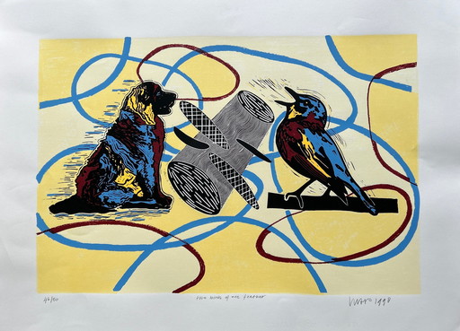 Screenprint Hans Wap - Two Birds Of One Feather