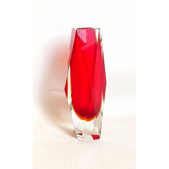 Image 1 of Vintage Murano glass faceted vase by Luigi Mandruzzo, Italy 1960