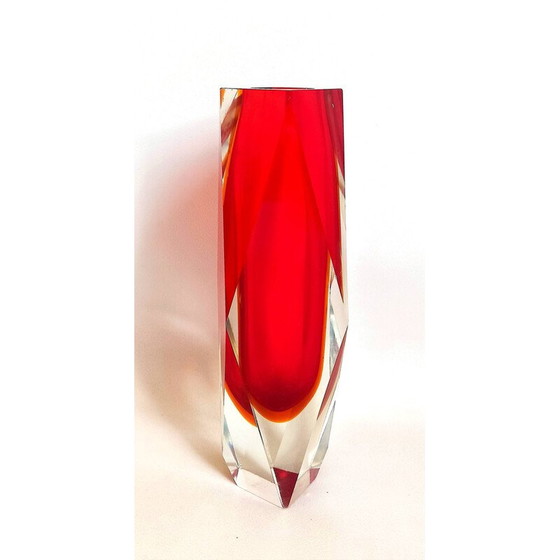 Image 1 of Vintage Murano glass faceted vase by Luigi Mandruzzo, Italy 1960