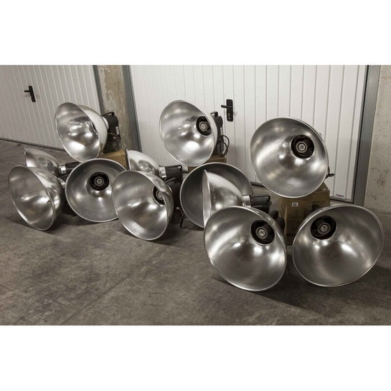 Image 1 of Set of 12 vintage chrome and black lamps, 1970