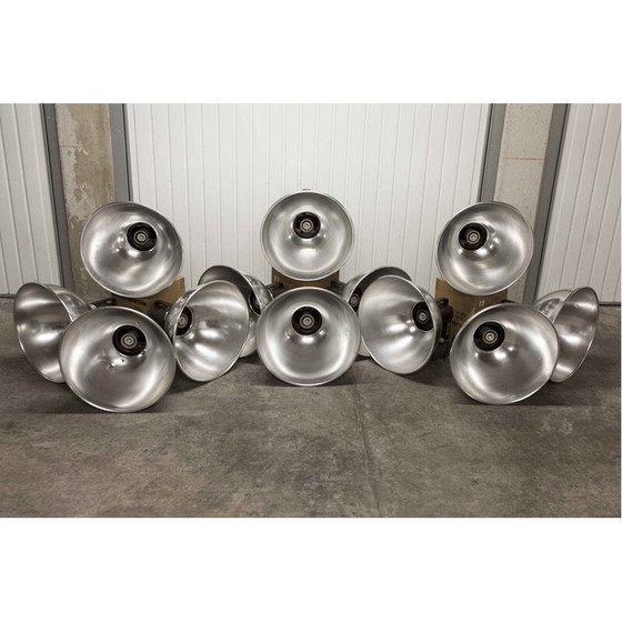 Image 1 of Set of 12 vintage chrome and black lamps, 1970