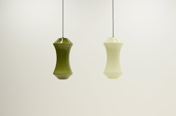 Image 1 of Set Of 2 Glass Pendants By Vistosi, 1970S Italy. 