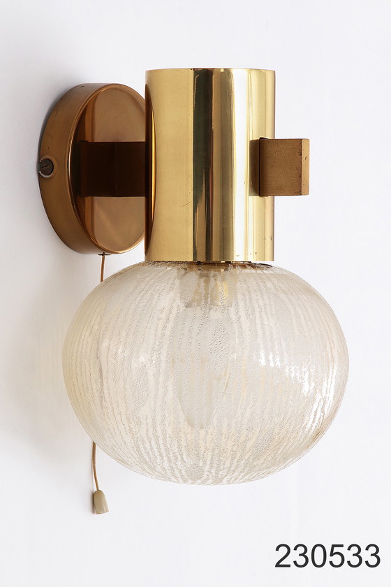 Image 1 of Hans-Agne Jakobsen brass wall lamp with glass Sweden 1960