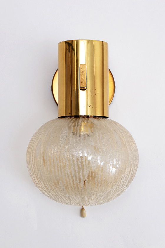 Image 1 of Hans-Agne Jakobsen brass wall lamp with glass Sweden 1960