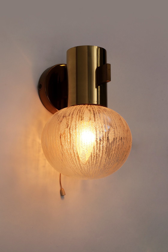 Image 1 of Hans-Agne Jakobsen brass wall lamp with glass Sweden 1960