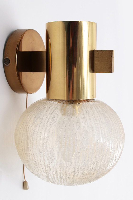 Image 1 of Hans-Agne Jakobsen brass wall lamp with glass Sweden 1960