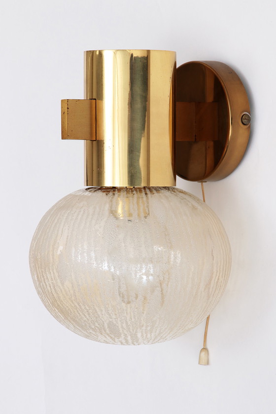 Image 1 of Hans-Agne Jakobsen brass wall lamp with glass Sweden 1960