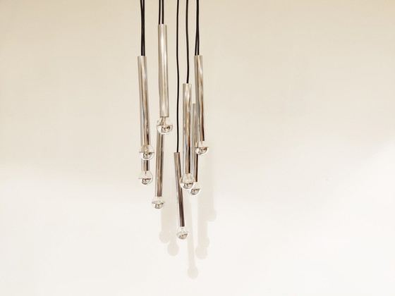 Image 1 of Vintage chrome cascading chandelier, 1970s