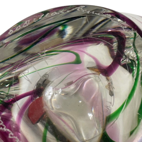 Image 1 of Max Verboeket - Kristalunie Maastricht - Vase avec violet et vert - Inutilisé, vintage