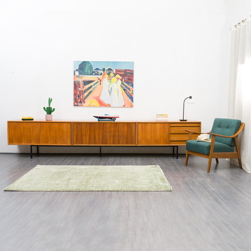 1960s Sideboard, walnut, restored, extra long at 360cm