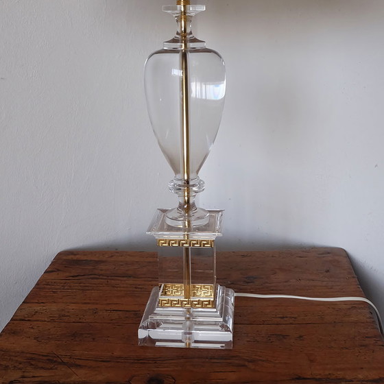 Image 1 of Lucite acrylic glass Hollywood Regency table lamp.