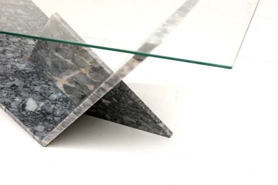 Image 1 of Vintage glass & marble coffee table