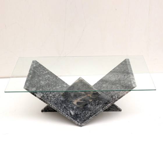 Image 1 of Vintage glass & marble coffee table