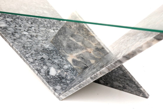 Image 1 of Vintage glass & marble coffee table