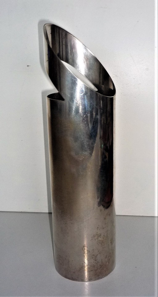 Silverplated metal vase by Paolo Gatti 1960s.