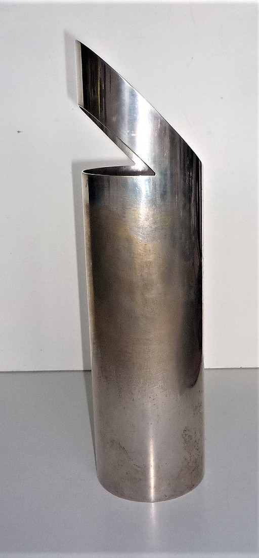 Silverplated metal vase by Paolo Gatti 1960s.