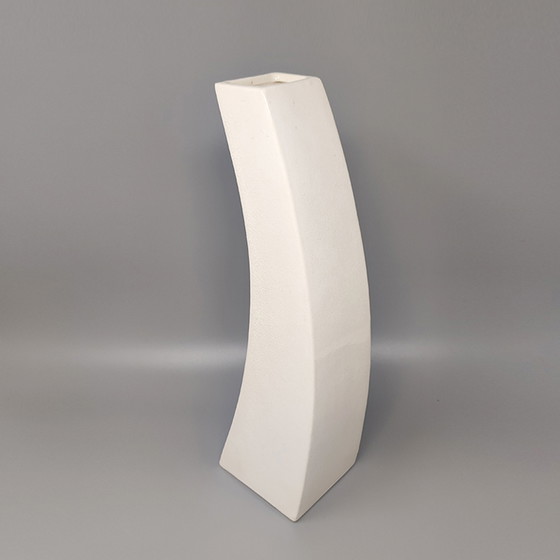 Image 1 of 1970s Gorgeous  White Space Age Vase in Ceramic by Franco Pozzi. Made in Italy