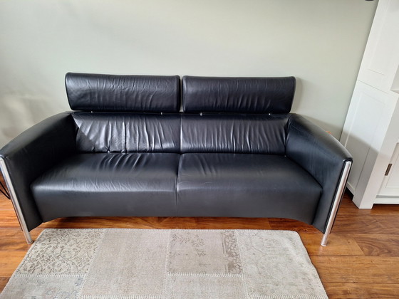 Image 1 of Leolux Goncharov Black Leather 2.5-Seater Sofa