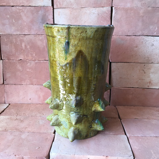 Image 1 of Tamegroute Glazed Earthenware Pottery Vase