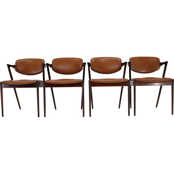 Image 1 of Set of 4 vintage model 42 dining chairs in rosewood by Kai Kristiansen, 1960s