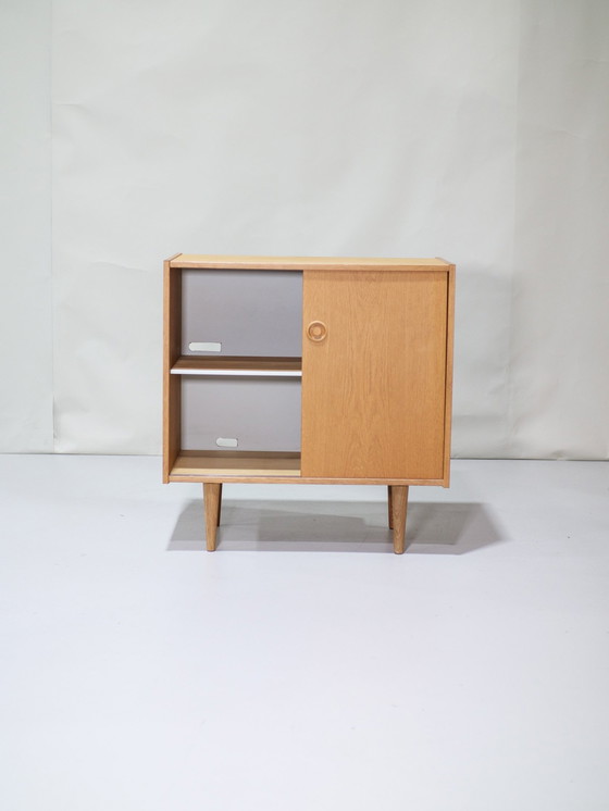 Image 1 of Cabinet With Sliding Doors Oak Danish 1960s