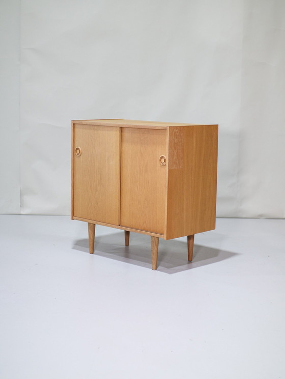 Image 1 of Cabinet With Sliding Doors Oak Danish 1960s