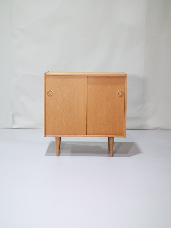 Image 1 of Cabinet With Sliding Doors Oak Danish 1960s