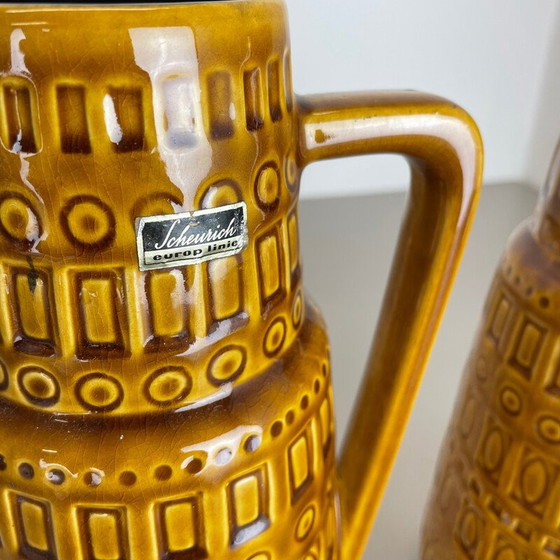 Image 1 of Pair of vintage art vases in fat lava by Scheurich, Germany 1970s