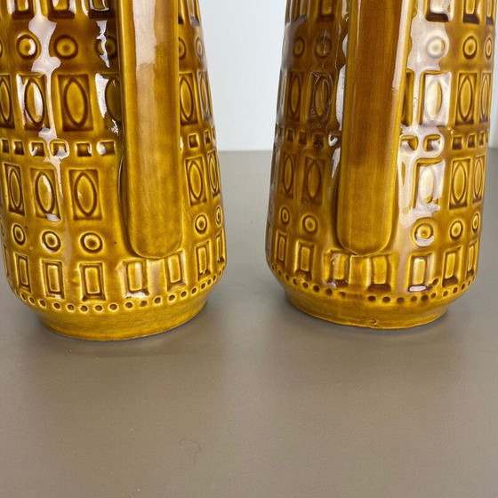 Image 1 of Pair of vintage art vases in fat lava by Scheurich, Germany 1970s