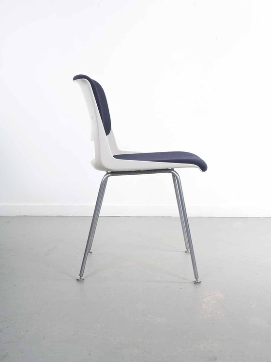 Image 1 of Set Of 4 Dark Blue Gispen Dining Chairs - A.R. Cordemeyer