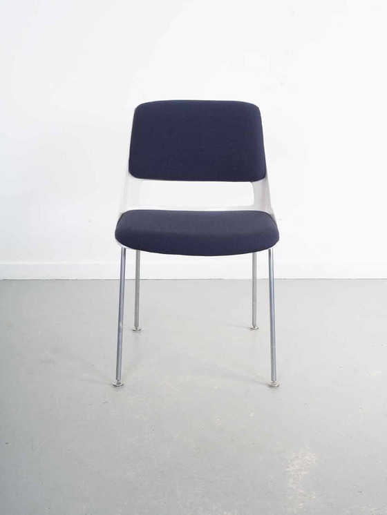 Image 1 of Set Of 4 Dark Blue Gispen Dining Chairs - A.R. Cordemeyer