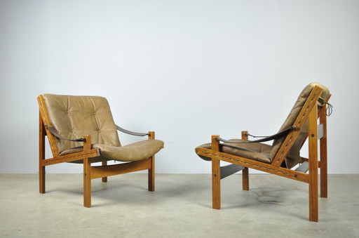 Bruksbo / Vintage Hunter Safari Easy Chairs (2) / Torbjørn Afdal / Norway 1960S