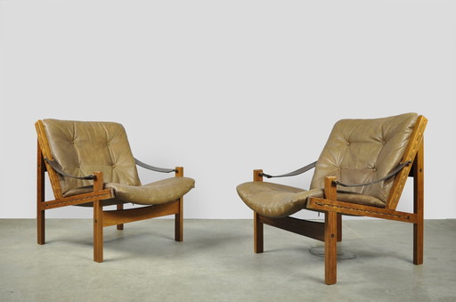 Bruksbo / Vintage Hunter Safari Easy Chairs (2) / Torbjørn Afdal / Norway 1960S