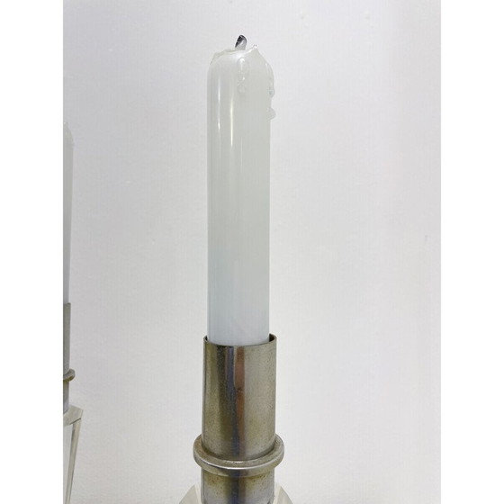 Image 1 of Pair of vintage crystal candlesticks, 1930