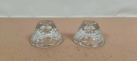Image 1 of Vintage Set of Ice Block Candle Holders