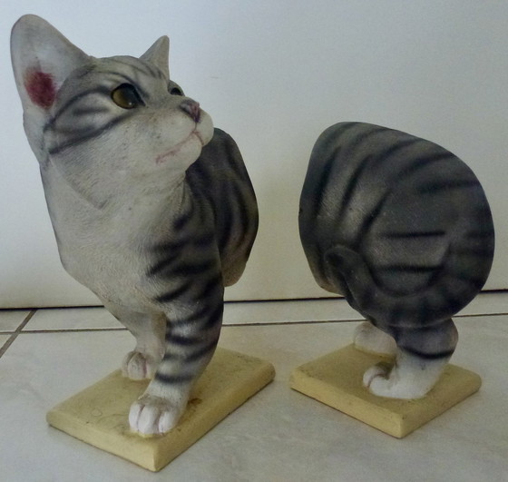 Image 1 of Beautifully Drawn Cat As Bookends.