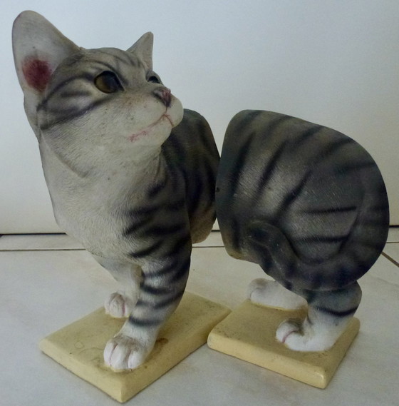 Image 1 of Beautifully Drawn Cat As Bookends.