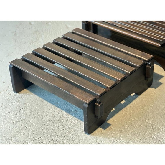 Image 1 of Poltrona vintage con pouf in legno, 1965