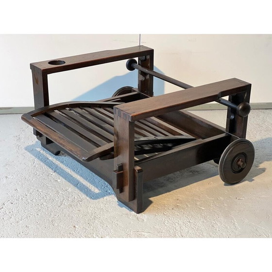 Image 1 of Poltrona vintage con pouf in legno, 1965