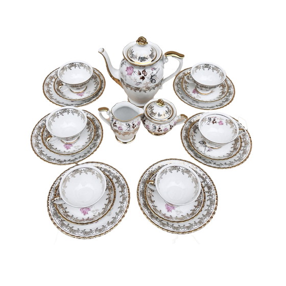 Image 1 of Porcelain Coffee Set, Golden Rose, Chodzież, Poland, 1980S.