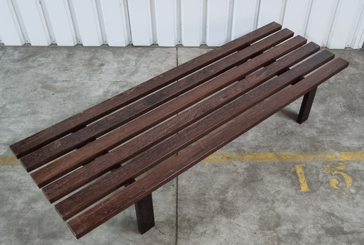 Slatted bench made of solid wood