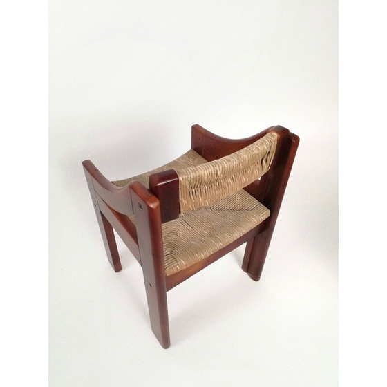 Image 1 of Set of 4 mid-century Brutalist pine and straw chairs by Fratelli Montina, Italy 1960s