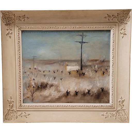 Vintage oil on canvas "La Mancha", 1974