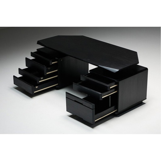 Vintage elmwood B40 desk by Pierre Chapo, France 1970s